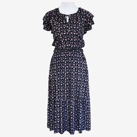 Destination 365 Women's XXSP Petite Reg 2 dress geo print black - Picture 1 of 12